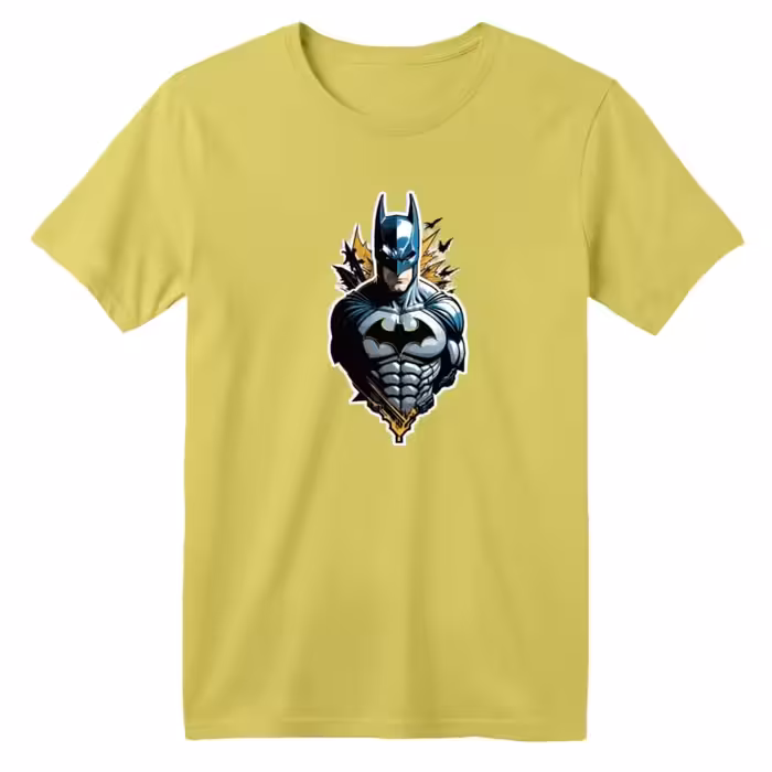 تی شرت آستین کوتاه بچگانه مدل بتمن کد 16 رنگ زرد لیمویی