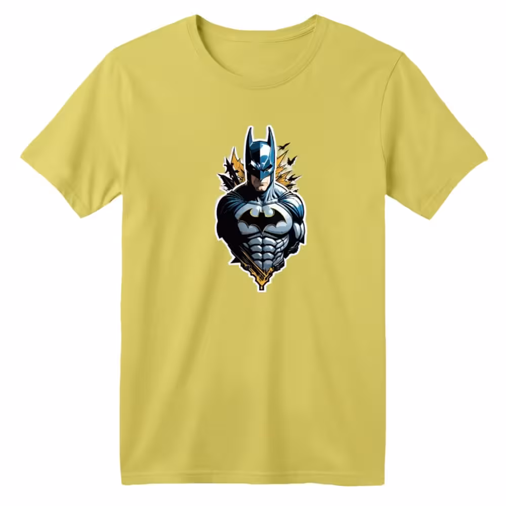 تی شرت آستین کوتاه بچگانه مدل بتمن کد 16 رنگ زرد لیمویی