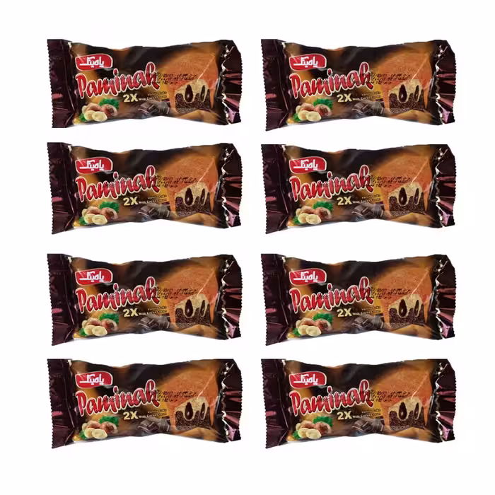 کیک کاکائویی با مغزی کرم کاکائو پامینک 50 گرمی بسته 36 عددی