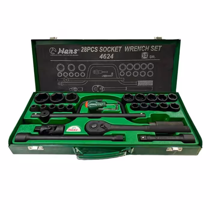 جعبه بکس 24 پارچه شش پر مشکی درایو 1/2 هنس مدل 4624MTR (فشار قوی ) تایوان