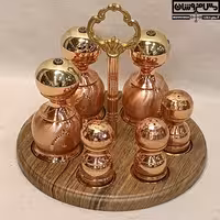 جا ادویه مسی طرحدار زنجان با رنگ ثابت | ست سماق پاش مسی و نمکدان مسی نانو | مدل سماق