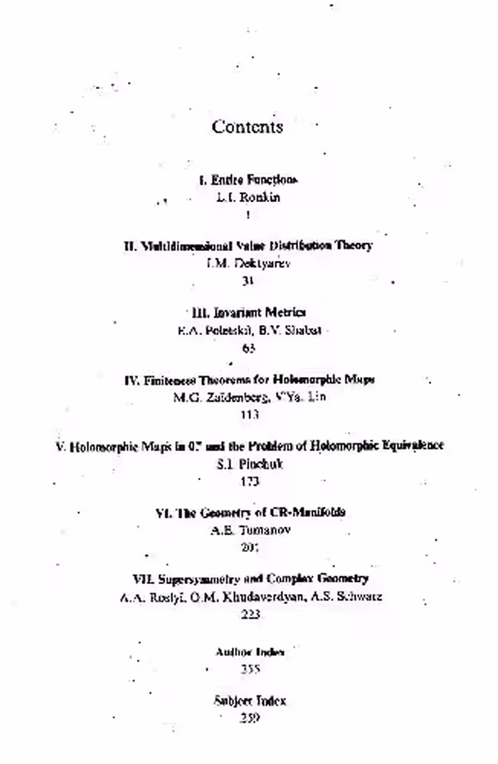 خرید و دانلود نسخه کامل کتاب Several Complex Variables III: Geometric Function Theory