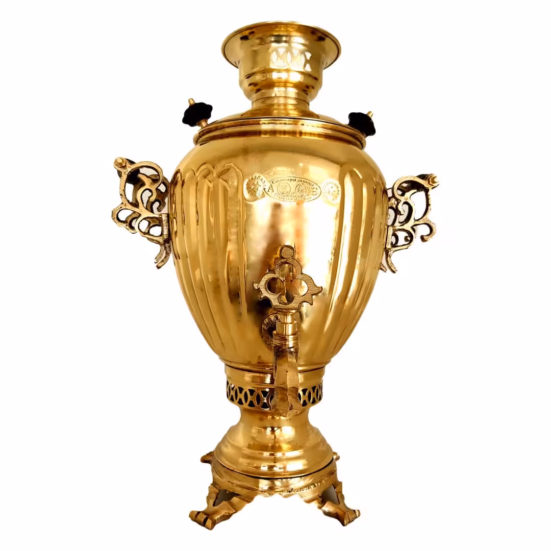 سماور ذغالی 3لیتری برنجی مدل آناناسی