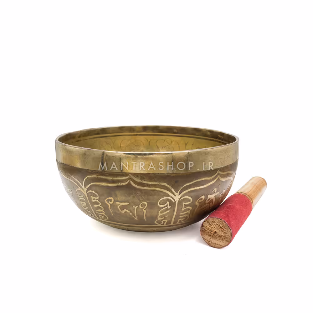 کاسه تبتی دست ساز اصل مدل حکاکی طرح بودا قطر دهانه 17.5 سانتی متر