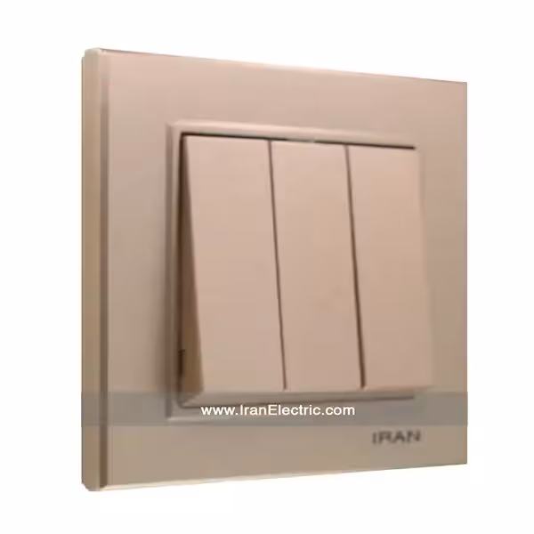 کلید سه پل برلیان رنگی بژ ایران الکتریک