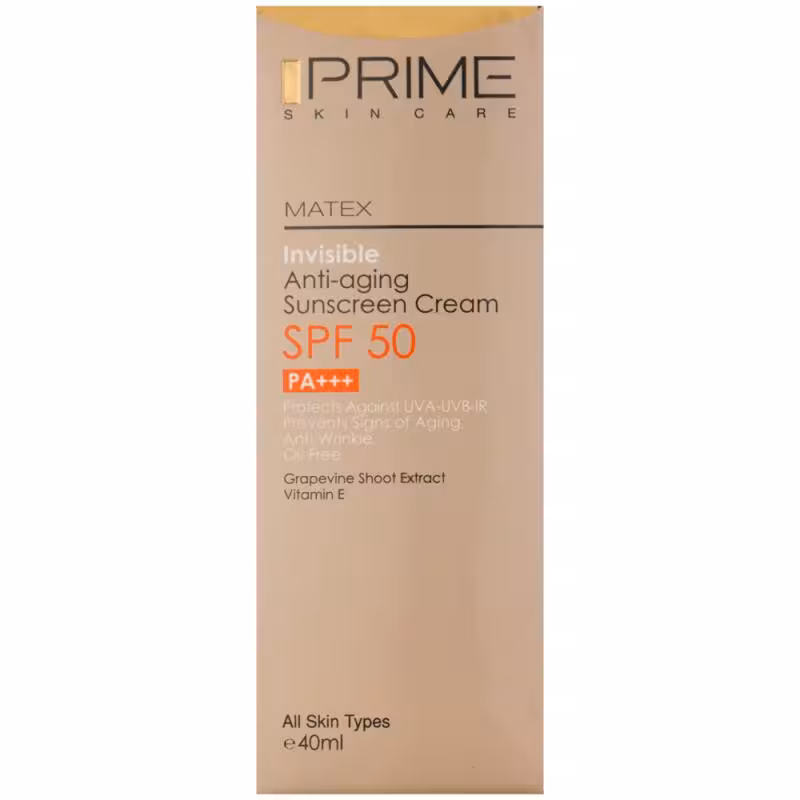 کرم ضدآفتاب پریم ماتکس فاقد رنگ spf 50 جوان کننده