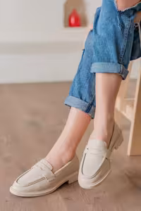 کفش راحتی زنانه موکاسین بژ - 2204