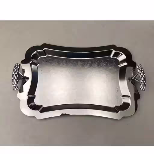 سینی مستطیل متوسط دالبر دسته نقره ای Diamond ریور کد 7216