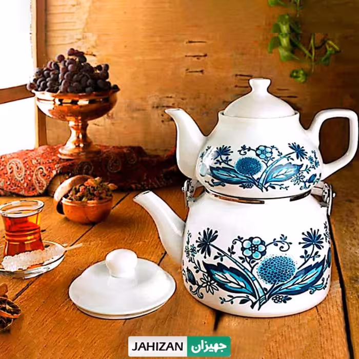 کتری و قوری لعابی طرح قاصدک