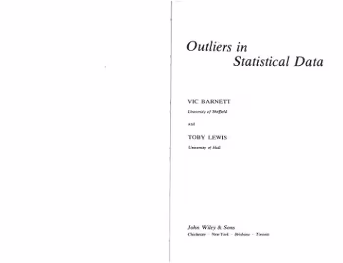 خرید و دانلود نسخه کامل کتاب Outliers in Statistical Data (Probability &amp; Mathematical Statistics)