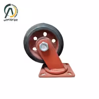 چرخ آهنی لاستیکی قرمز A گردان قطر 160 میلی متر