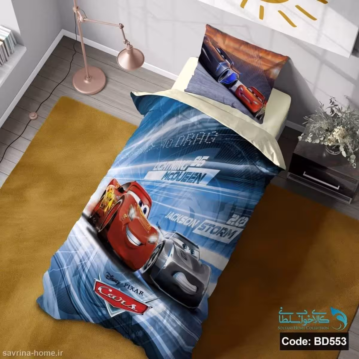 روتختی یک نفره سه بعدی طرح ماشین ها کد BD553 چهار تکه