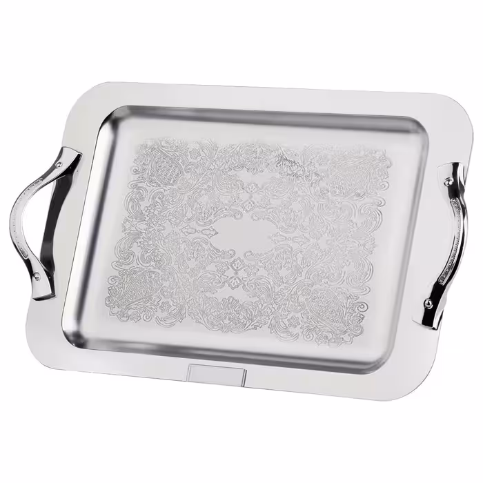 سینی استیل مربع شاینی مدل دیانا – سایز بزرگ