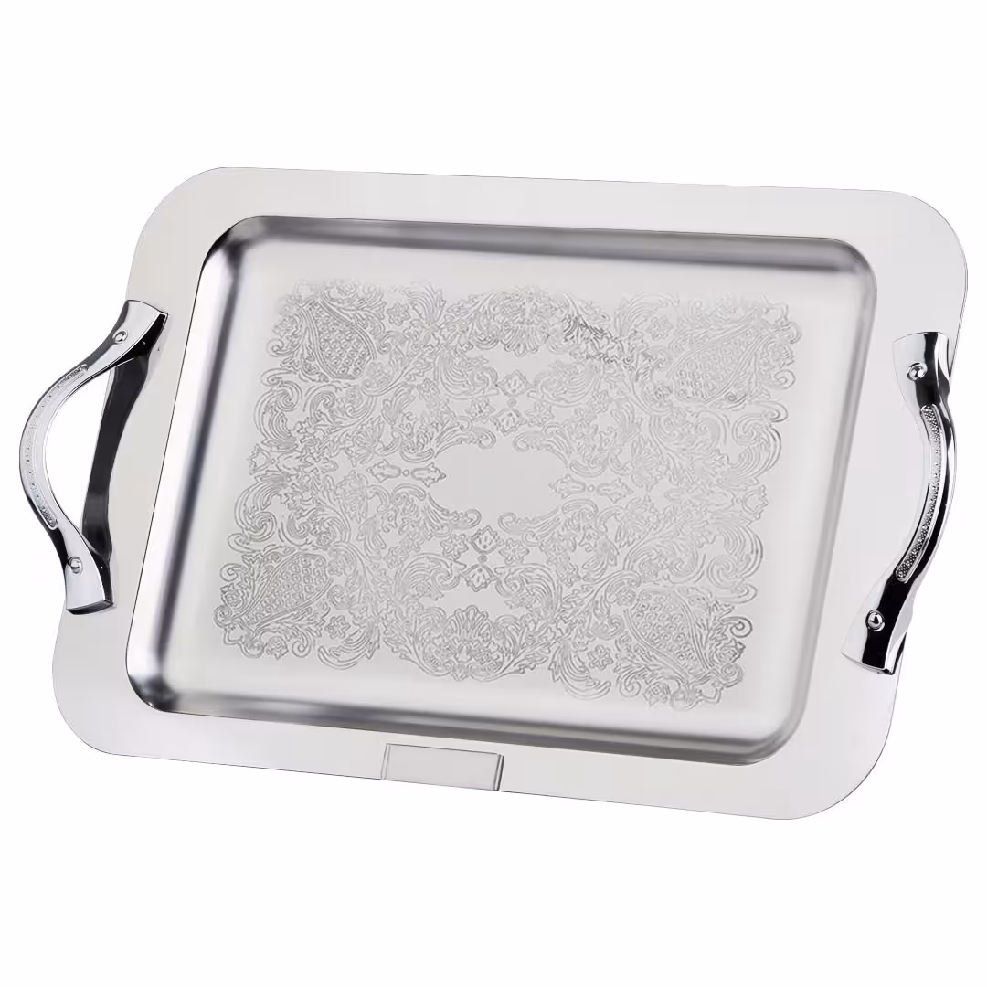 سینی استیل مربع شاینی مدل دیانا – سایز بزرگ