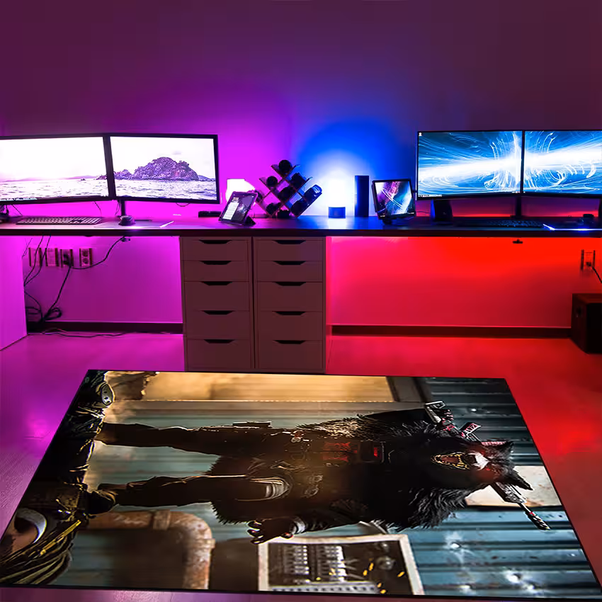 فرش اتاق گیمینگ خرس سیاه مبارز WAs-1025