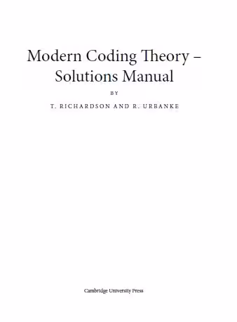 خرید و دانلود نسخه کامل کتاب [Soultion Manual] Modern Coding Theory BY Richardson - Pdf