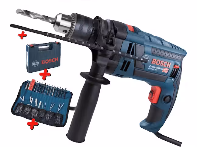 دریل چکشی بوش مدل GSB 16 RE (ست 100 عددی مته و سر پیچ گوشتی)