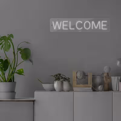 چراغ دیواری نئون دیزاین طرح Welcome_WHT