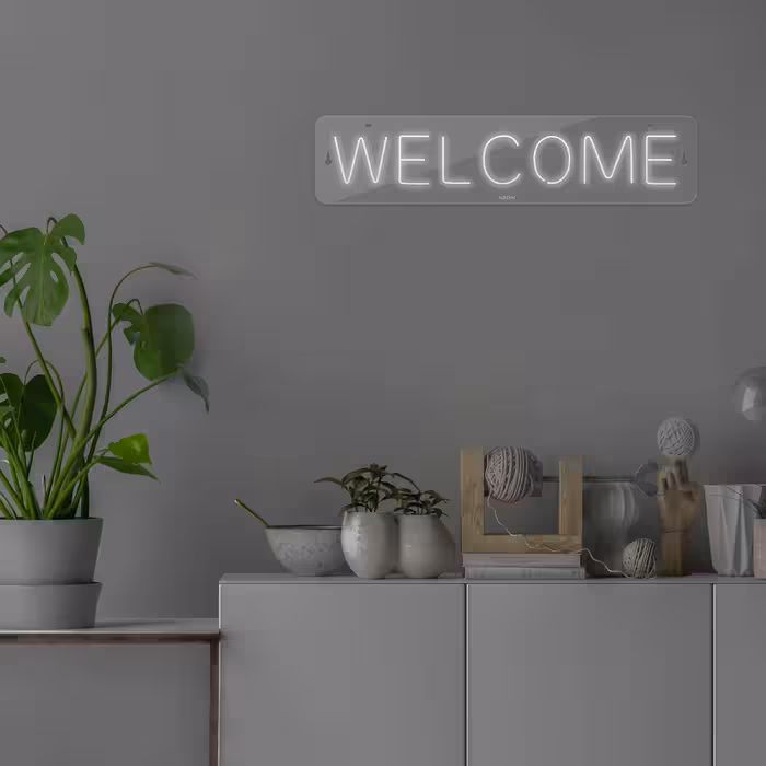 چراغ دیواری نئون دیزاین طرح Welcome_WHT