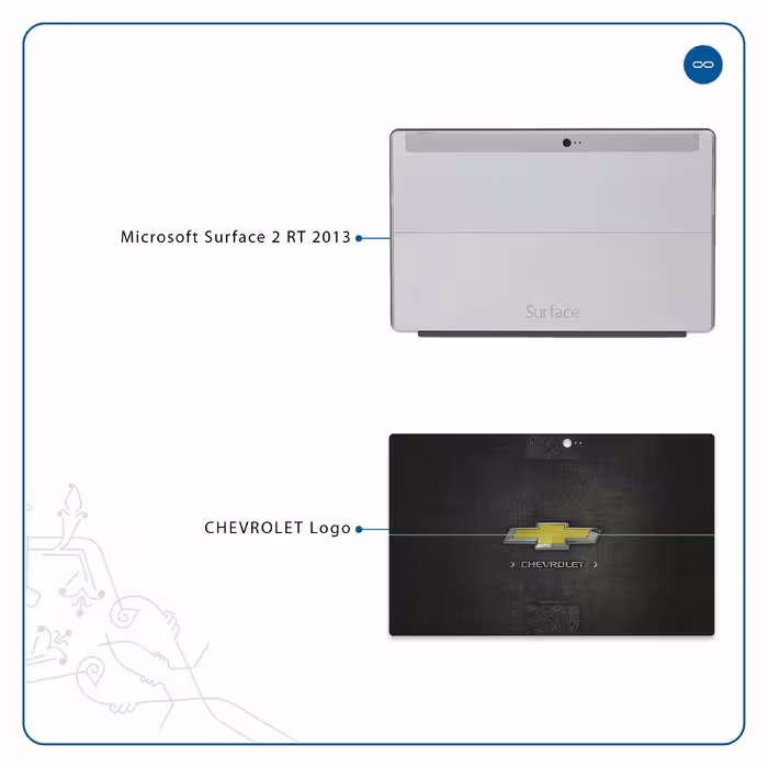 برچسب پوششی ماهوت مدل CHEVROLET-Logo مناسب برای تبلت مایکروسافت Surface 2 RT 2013