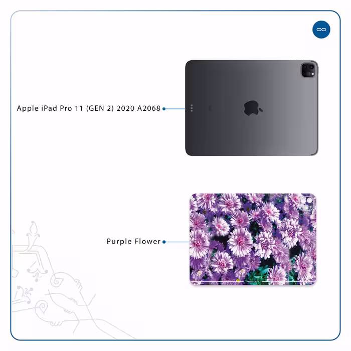 برچسب پوششی ماهوت مدل Purple-Flower مناسب برای تبلت اپل iPad Pro 11 (GEN 2) 2020 A2068