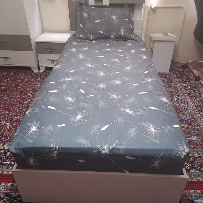 سرویس ملحفه مدل کشدار ni08061 طرح قاصدک کد 100 یک نفره دو تکه