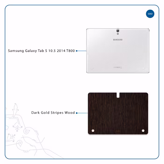 برچسب پوششی ماهوت مدل Dark-Gold-Stripes-Wood مناسب برای تبلت سامسونگ Galaxy Tab S 10.5 2014 T800