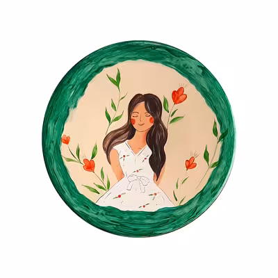 بشقاب دیوارکوب سفالی کد D198 مجموعه 2 عددی