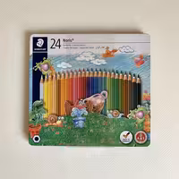 مداد رنگی 24 رنگ استدلر جعبه فلزی تخت (STAEDTLER)