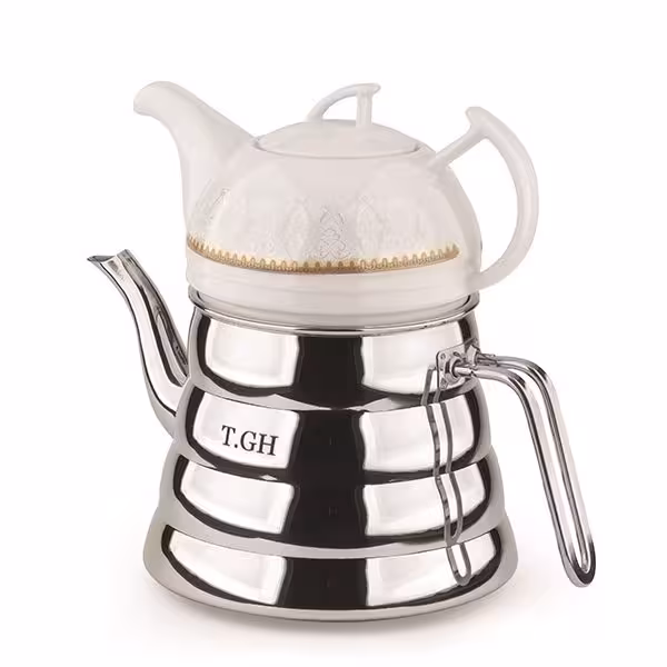 کتری قوری لوله دار قیطاسی 2.5 لیتری مدل 30650 کف چدن