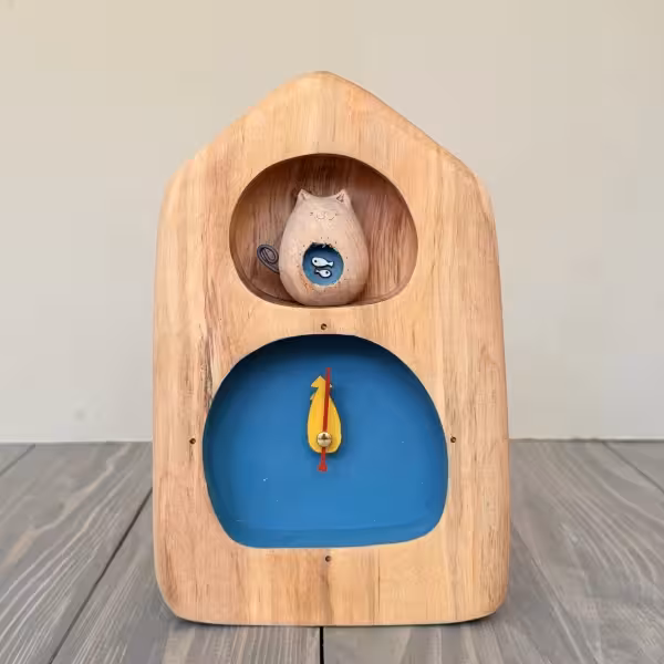 ساعت رومیزی تک مجسمه گربه طرح سه