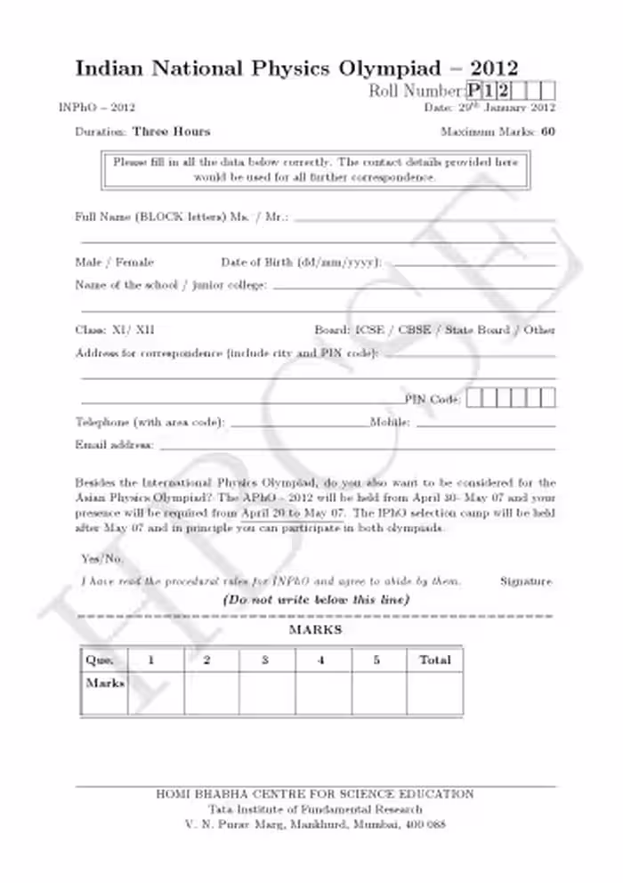 خرید و دانلود نسخه کامل کتاب INPhO 2012 Question Paper from India Indian National Physics Olympiad