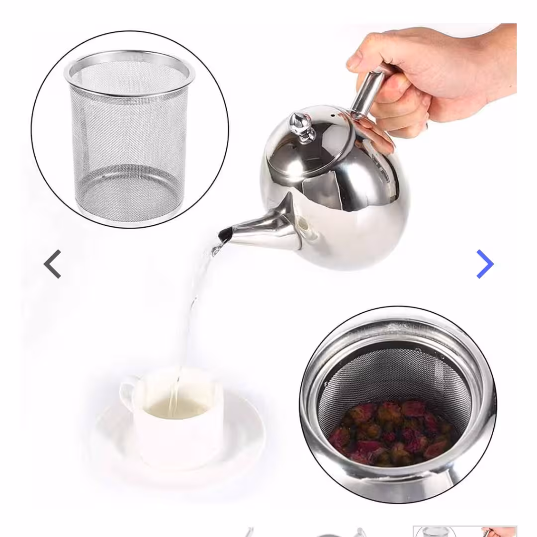 قوری تمام استیل طرح تخم مرغی سایز2لیتر