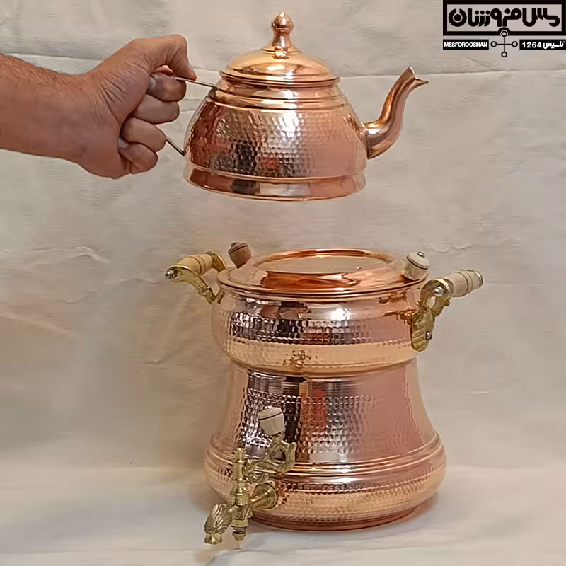 کتری و قوری مسی روگازی مدل رازی