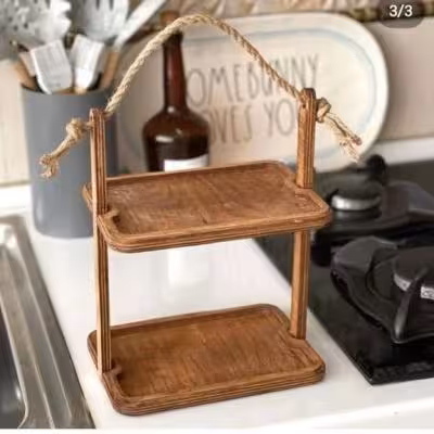 استند دسته کنفی مستطیل چوبی