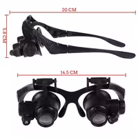 ذره بین پایه سر با 2 چراغ LED  لنزهای 10X 15X 20X 25X