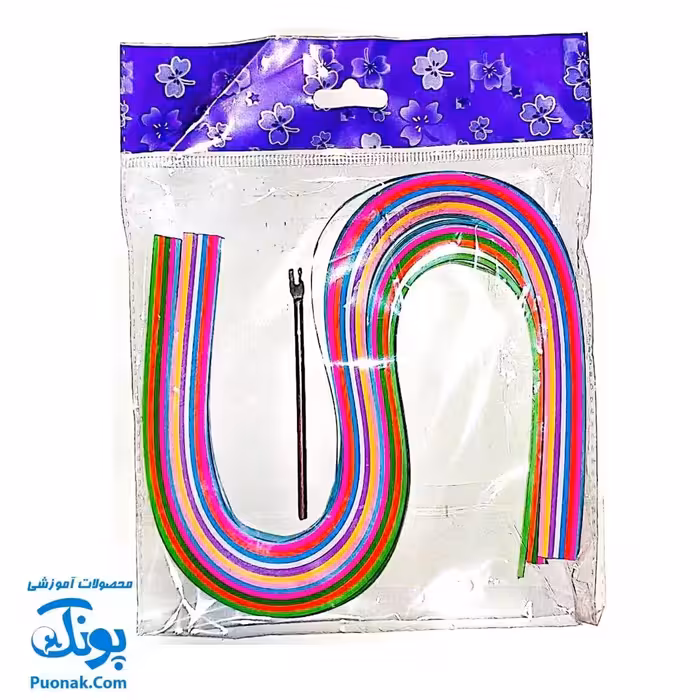 بسته کاردستی هنری ملیله کاغذی قلاب دار 5 میل 10 رنگ