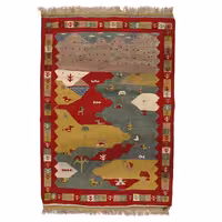 گلیم گبه قشقایی دستبافت یک و نیم متری