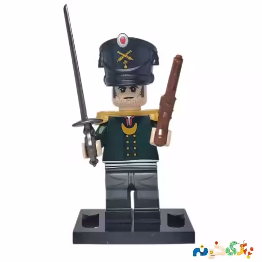 مینی فیگور لگو سرباز انگلیسی مدل 20 لباس سبز همراه تفنگ و شمشیر