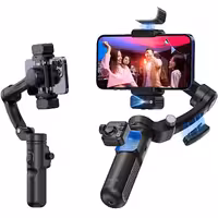 گیمبال حرفه‌ای هوشمند سه محوره توکی M03 با دوربین ردیابی، فلاش مگنتی و میکروفون وایرلس