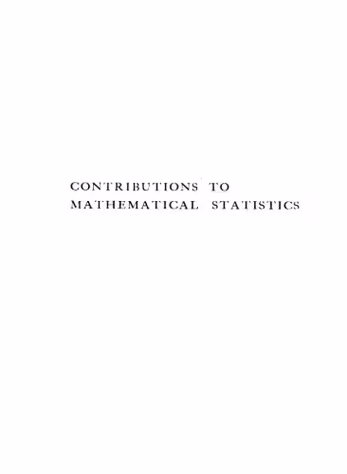خرید و دانلود نسخه کامل کتاب Contributions to Mathematical Statistics