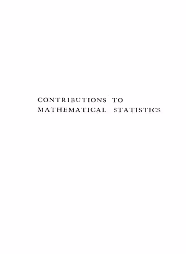 خرید و دانلود نسخه کامل کتاب Contributions to Mathematical Statistics