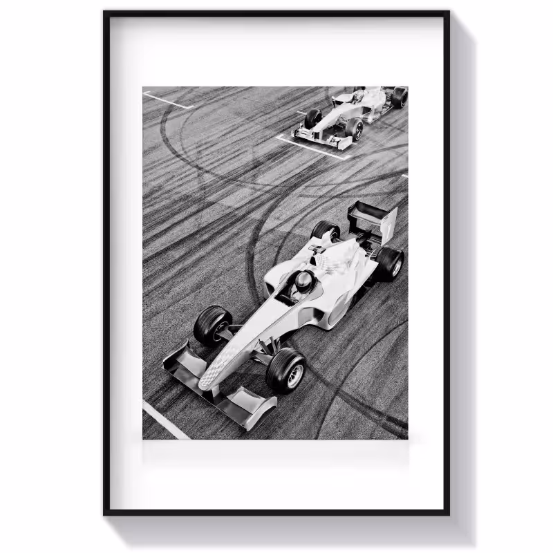 تابلو سیاه سفید طرح Race Car