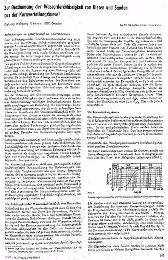 خرید و دانلود نسخه کامل کتاب Zur Bestimmung der Wasserdurchlässigkeit von Kiesen und Sanden aus der Korngrößenverteilungskurve