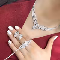 سرویس مجلل نقره جواهری زنانه کد 60526
