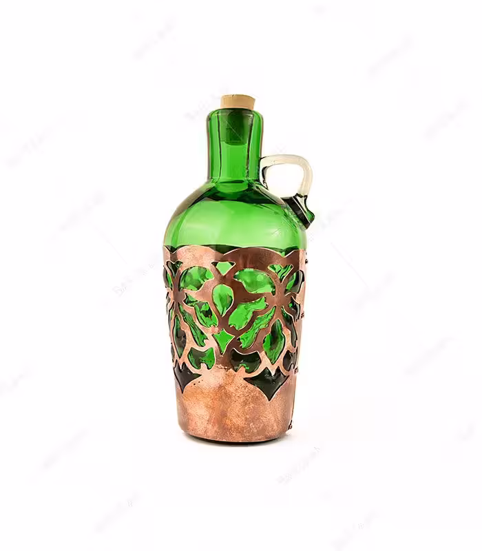 بطری آبگینه تلفیقی طرح بهار سبزرنگ کوچک- کد 029