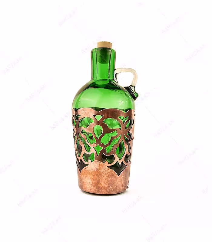 بطری آبگینه تلفیقی طرح بهار سبزرنگ کوچک- کد 029