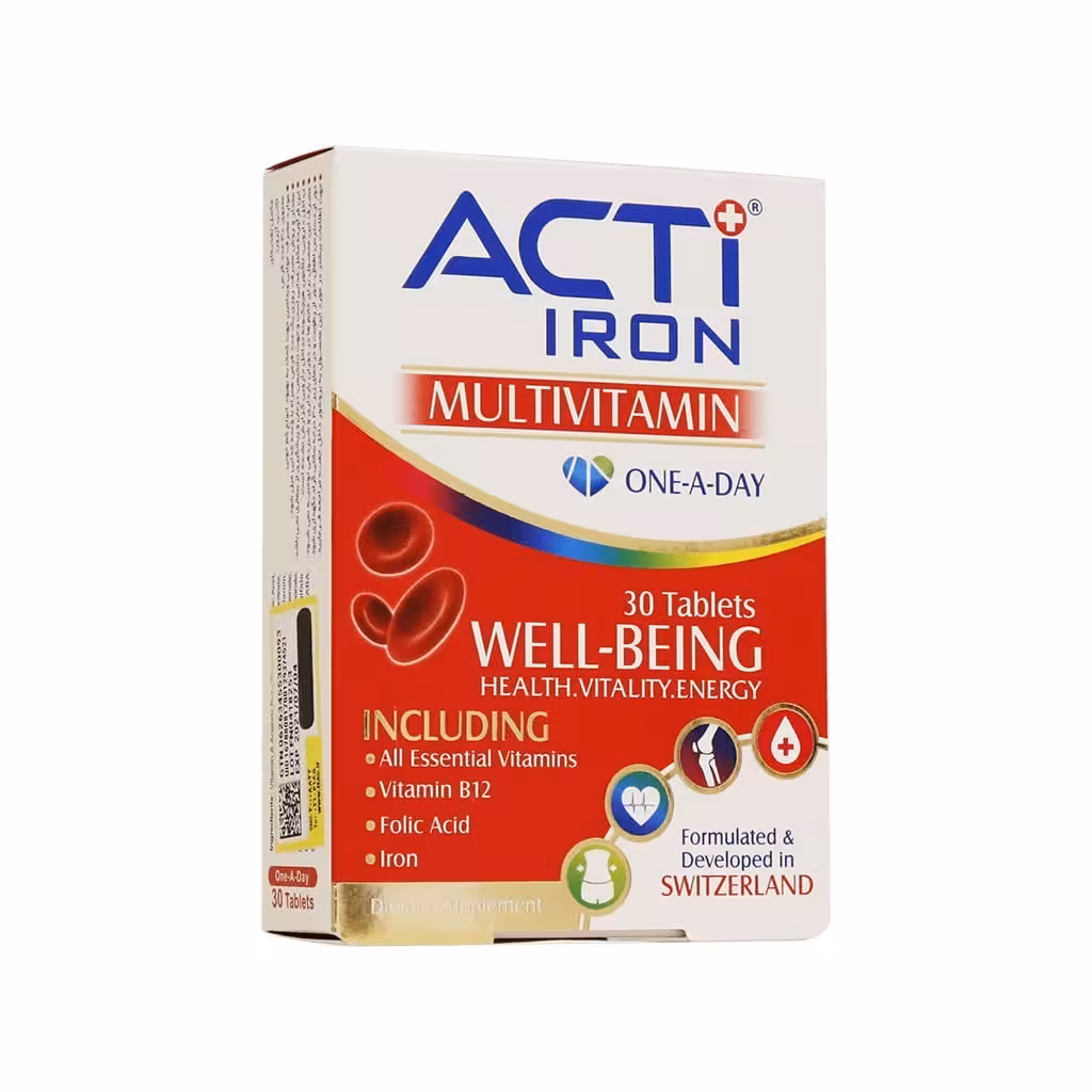 ابیان دارو اکتی آیرون قرص مولتی ویتامین مینرال حاوی آهن 30 عددی