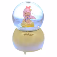 گوی فانتزی بزرگ موزیکال زرد طرح دخترک