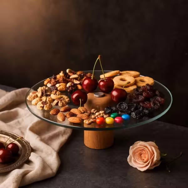 رایزر شیشه ای پایه چوبی